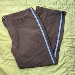 Brown track pants with Blue Stripe